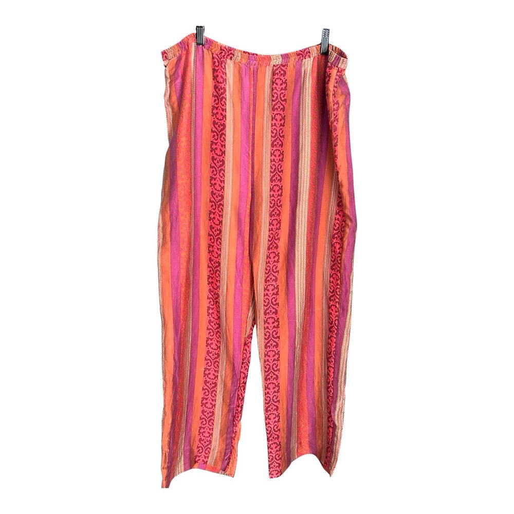Victoria's Secret Gold Label Silk Floral PJ Pants M High Rise Elastic Waist Red